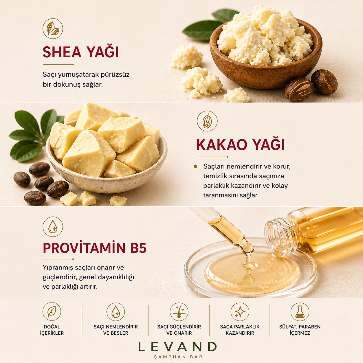 Shea & Kakao Yağı   Katı Şampuan    ( Kuru Saç Derisi ve Kepek Görünümü İçin )