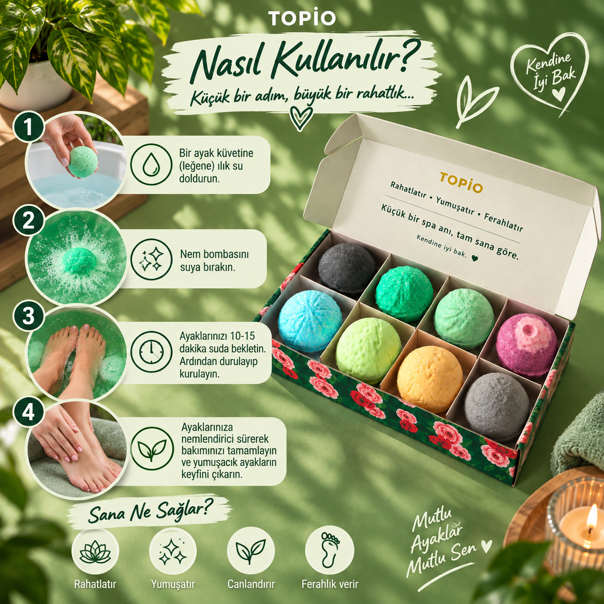 Ayak Nem Bombası Seti 8'li - Spa Lüks