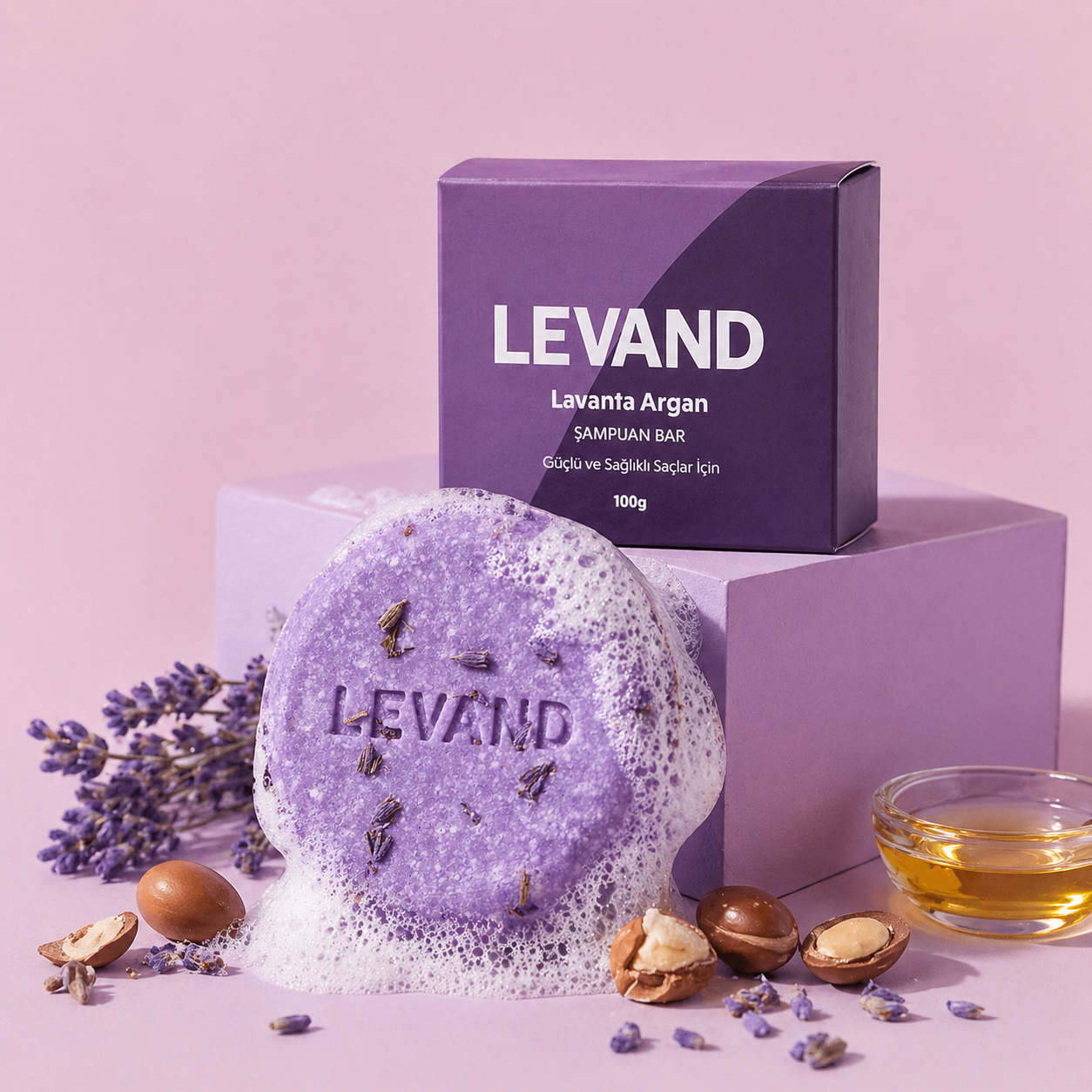 Lavanta & Argan Yağı Katı Şampuan    ( Güçlü Saç Görünümü İçin )